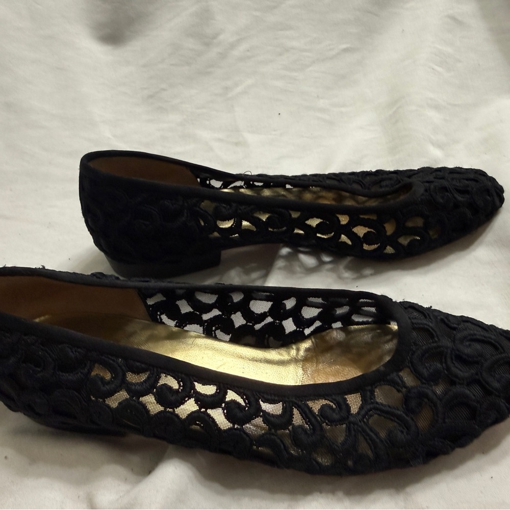 Bottega Veneta Black Lace Ballet Flats 36.5 Designer Italy